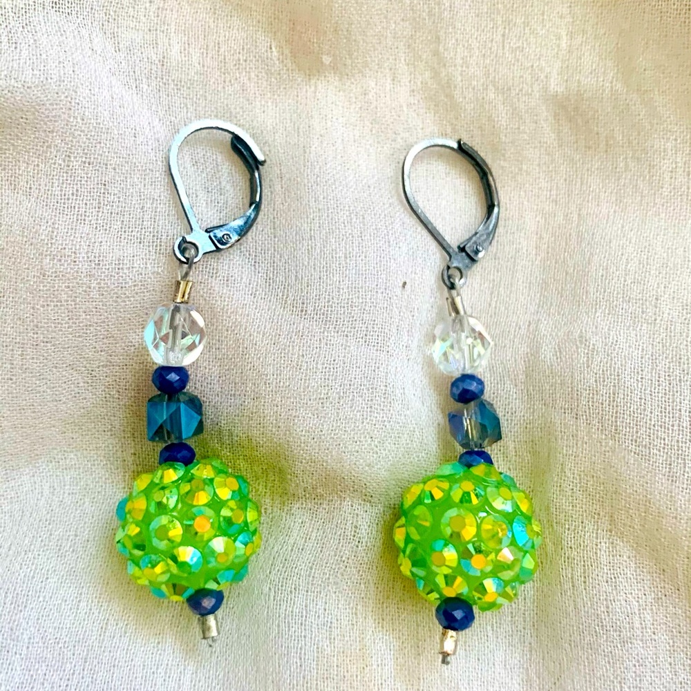 Green Pave Earrings